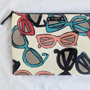 NWOT 2016 Kate Spade Clutch Bag with whimsical summer sunglasses print